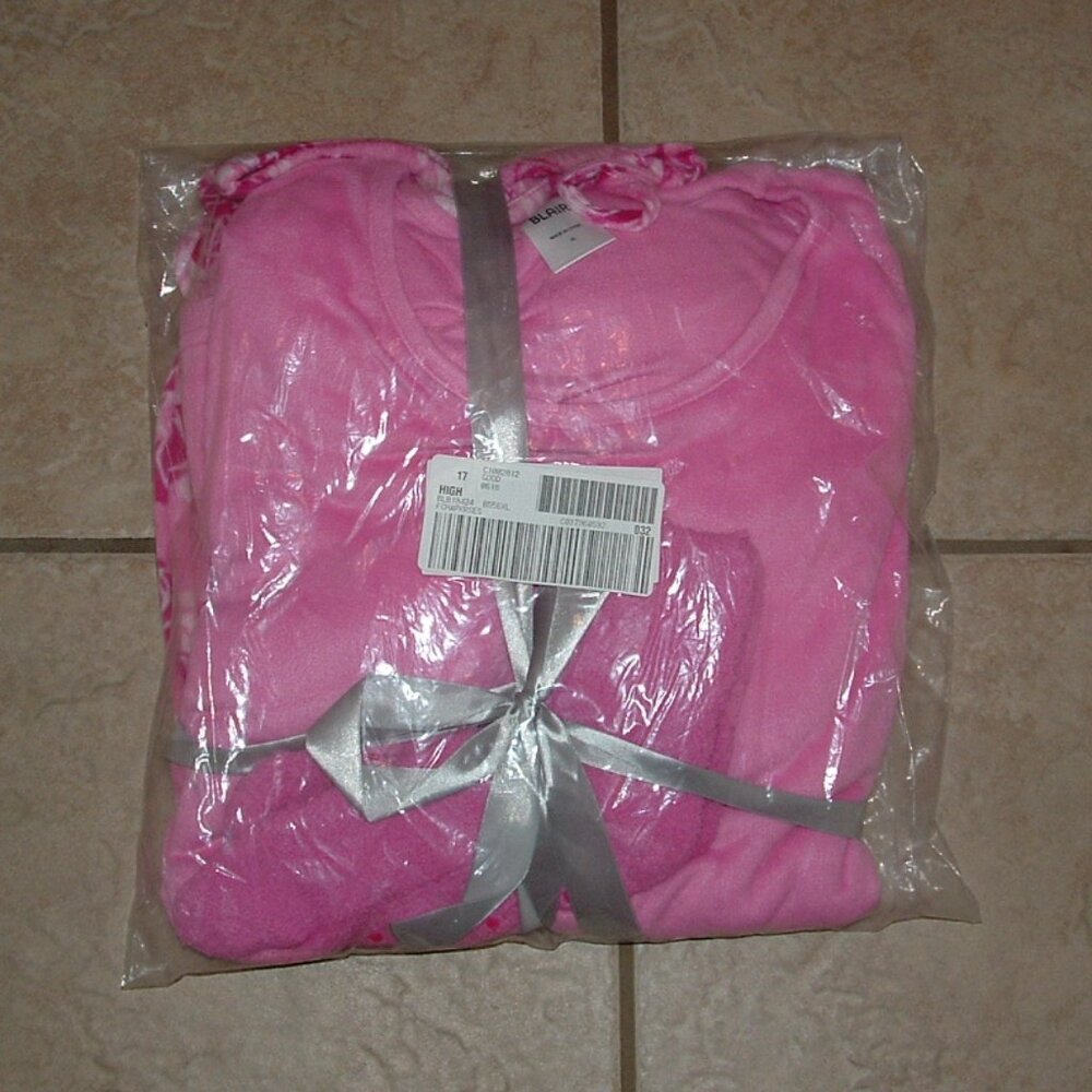 NEW NIP Pink Floral Plus Sz 3X Soft Fleece Comfy Pajama Lounge 3 Pc Set BLAIR - Picture 2 of 3